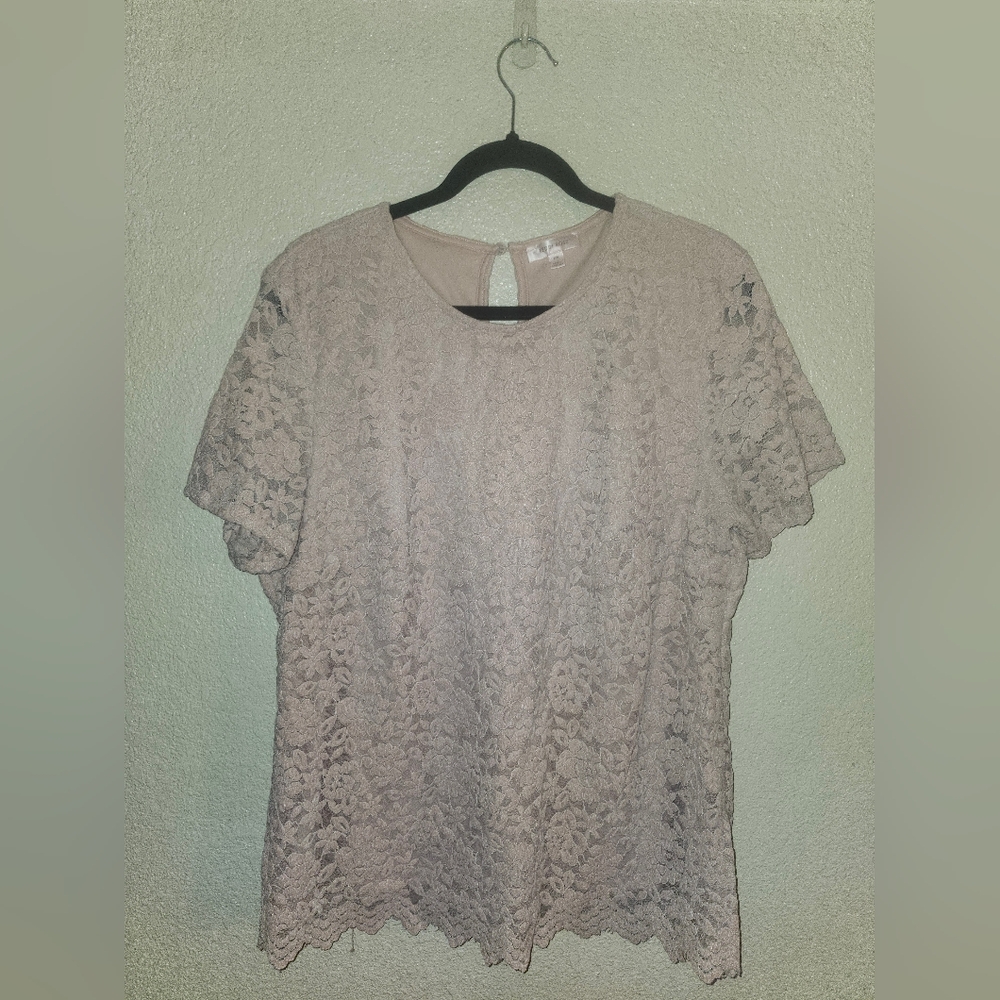 🩷EUC Teddi🧸 Rose🌹 " Lacy🌸 Keyhole Detail Lined Lace Top" Light Pink🩷 Sz XXL - Picture 3 of 12